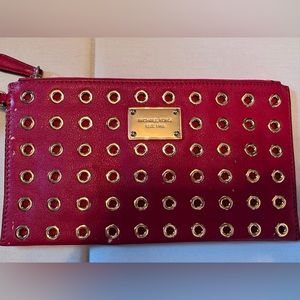 Michael Kors wristlet-red soft leather with gold hardware  Like new!